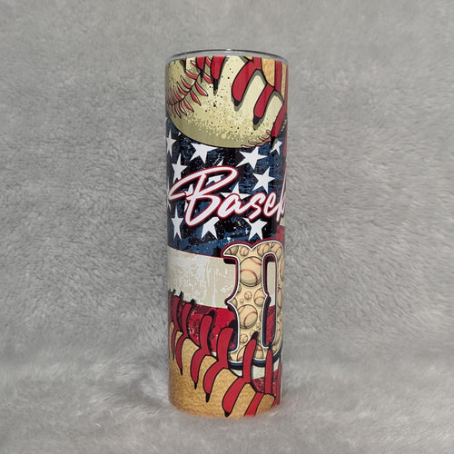 Baseball Dad Tumbler 20oz With Reusable Straw