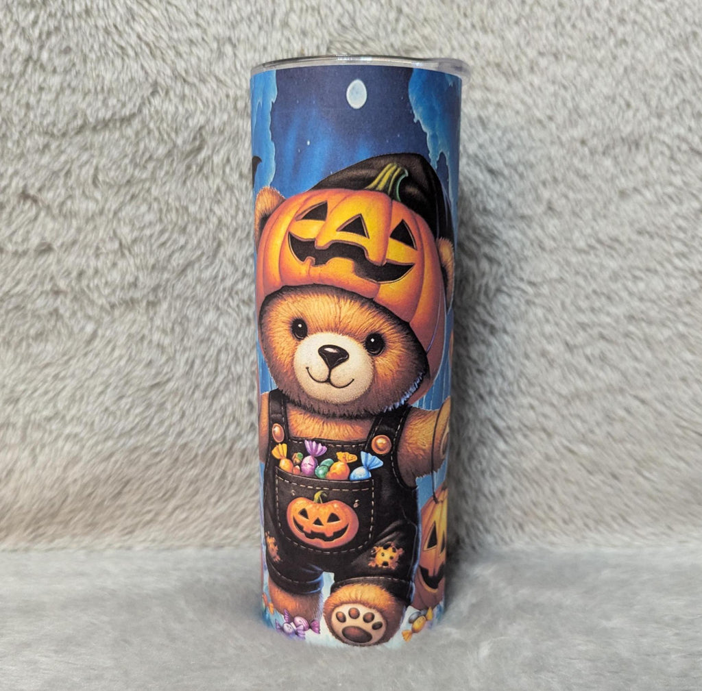 Halloween Bear Tumbler 20oz With Reusable Straw, Can Be Personalized