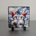Slate Christmas Penguin Picture With Display Legs