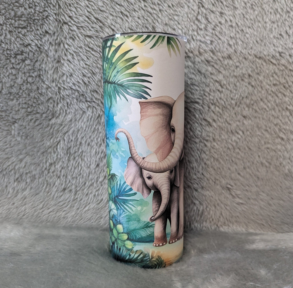 Cute Elephant Tumbler 20oz With Reusable Straw, Can Be Personalized