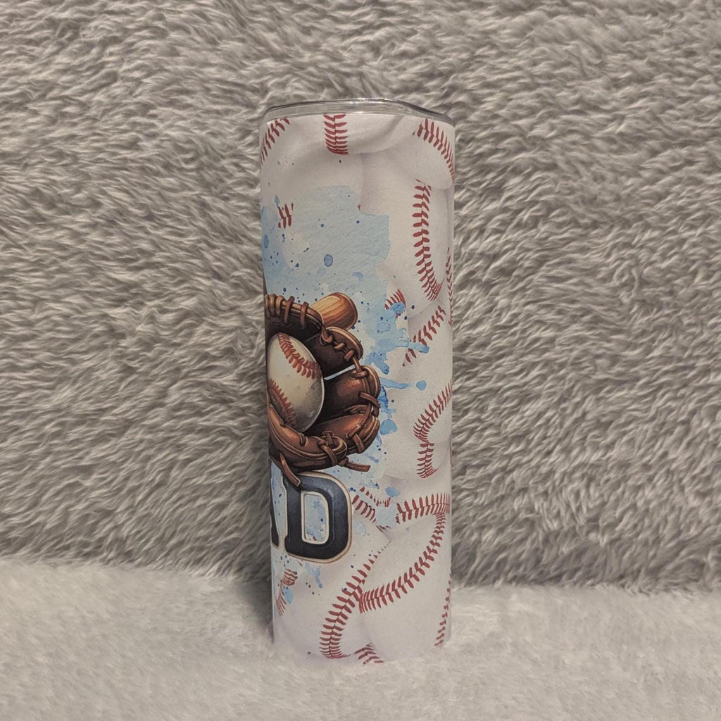 Baseball Dad Tumbler 20oz With Reusable Straw, Can Be Personalized