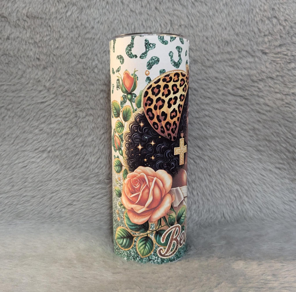 Religious Girl Tumbler 20oz With Reusable Straw, Can Be Personalized