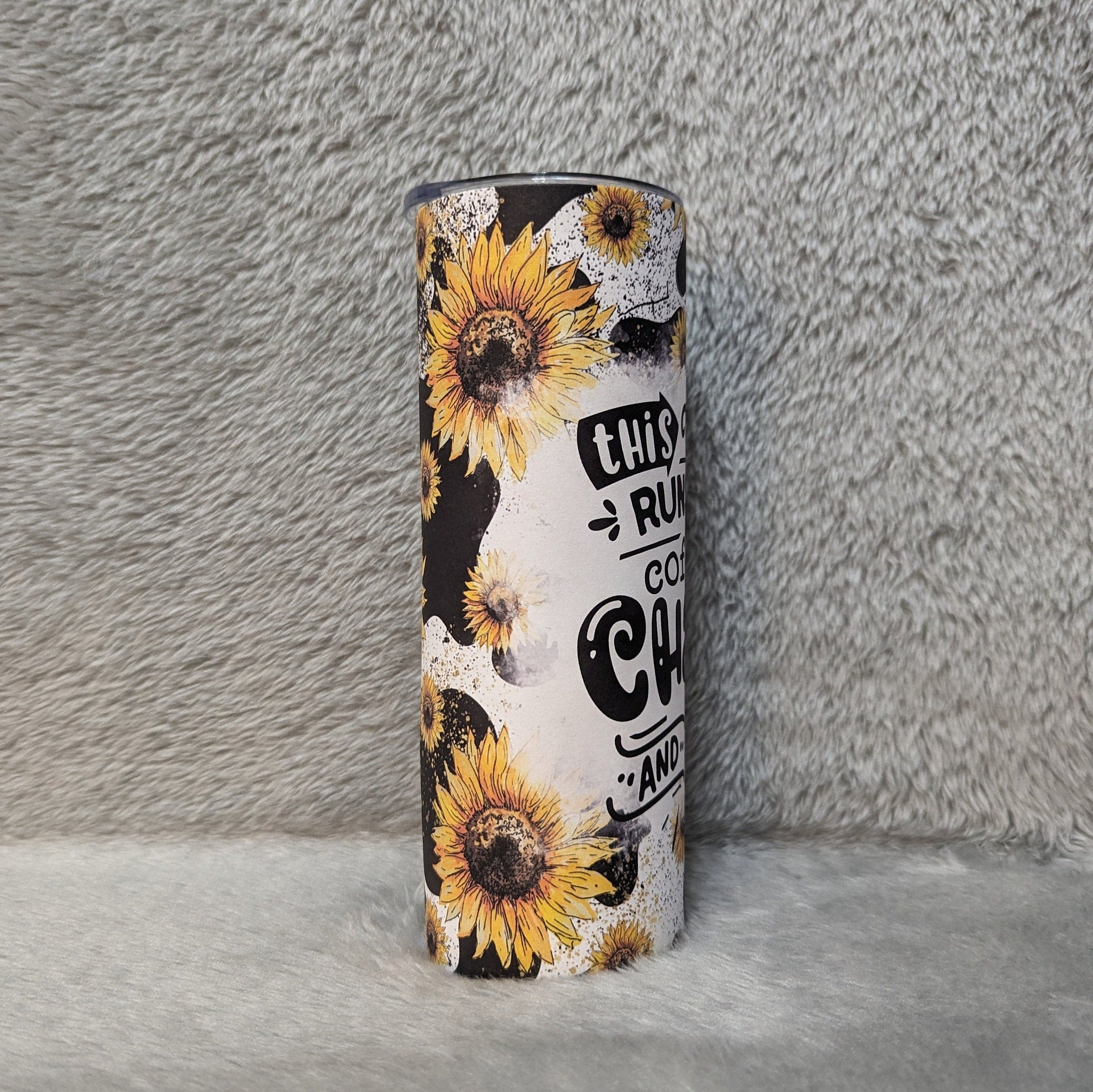 This Mom Runs On Coffee Chaos and Cuss Words Tumbler 20oz With Reusable Straw