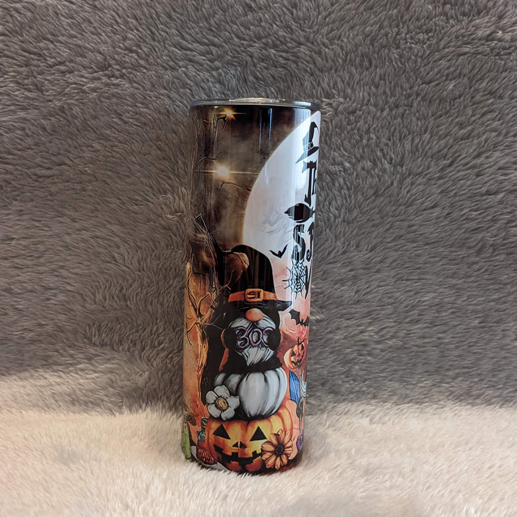 Thick Thighs and Spooky Vibes Gnome Tumbler 20oz With Reusable Straw, Can Be Personalized