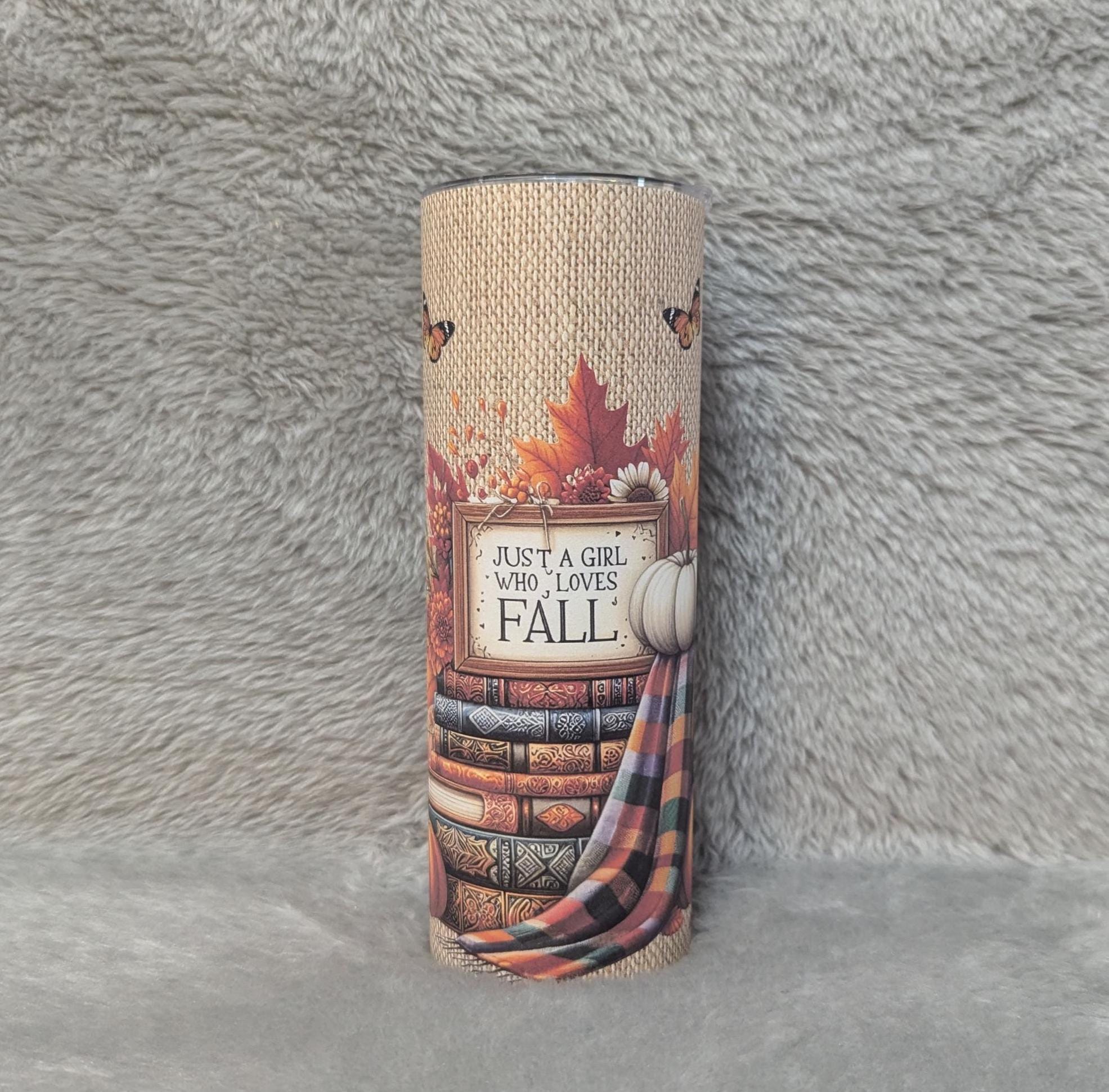 Just A Girl Who Loves Fall Tumbler 20oz With Reusable Straw, Can Be Personalized