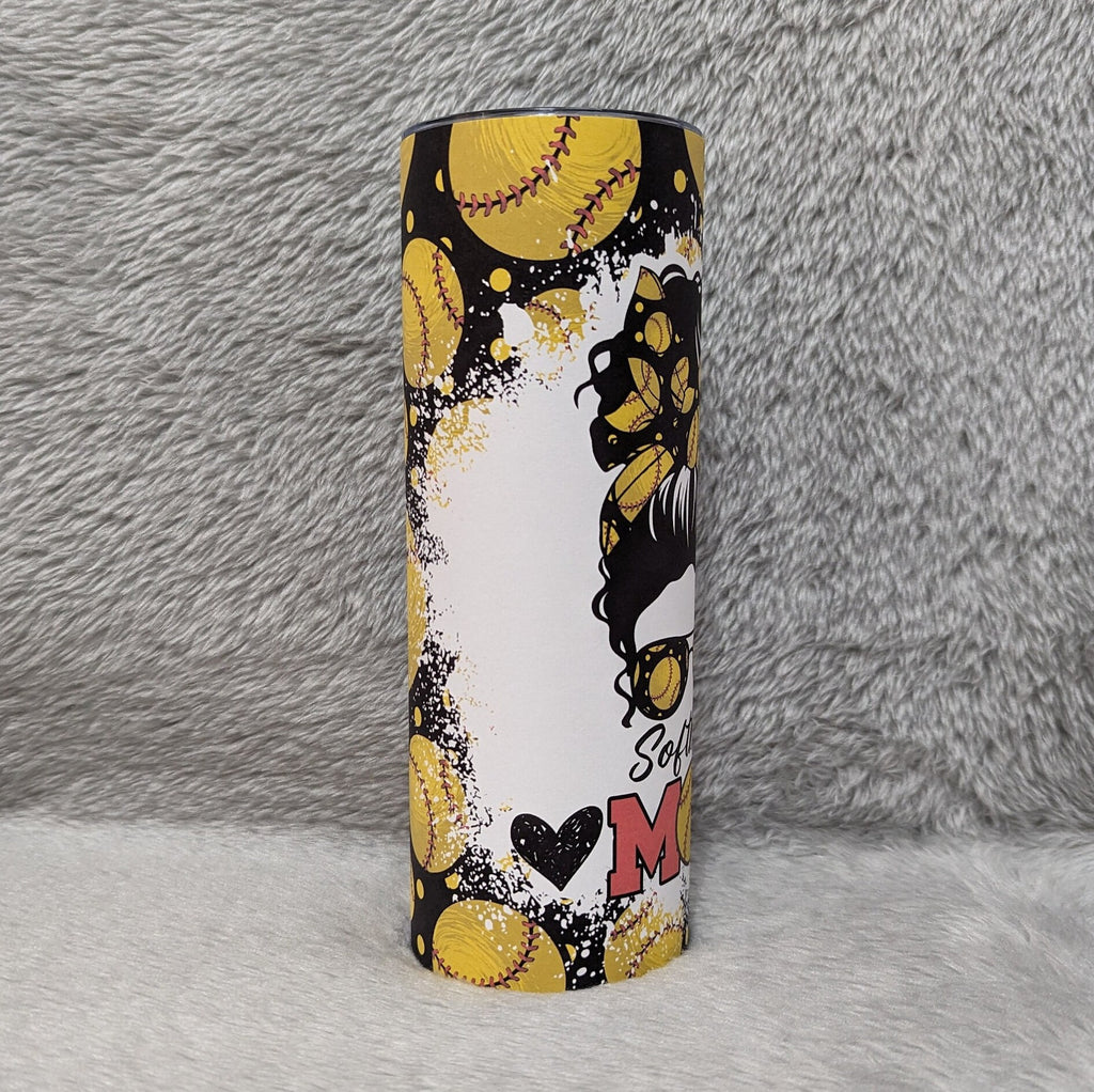 Softball Mom Tumbler 20oz With Reusable Straw