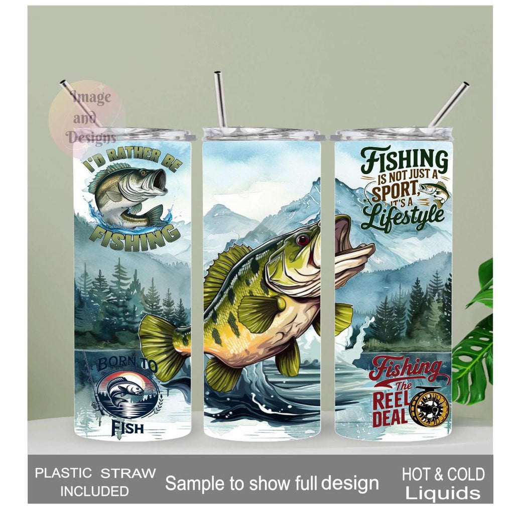 Fishing Tumbler 20oz With Reusable Straw, Can Be Personalized