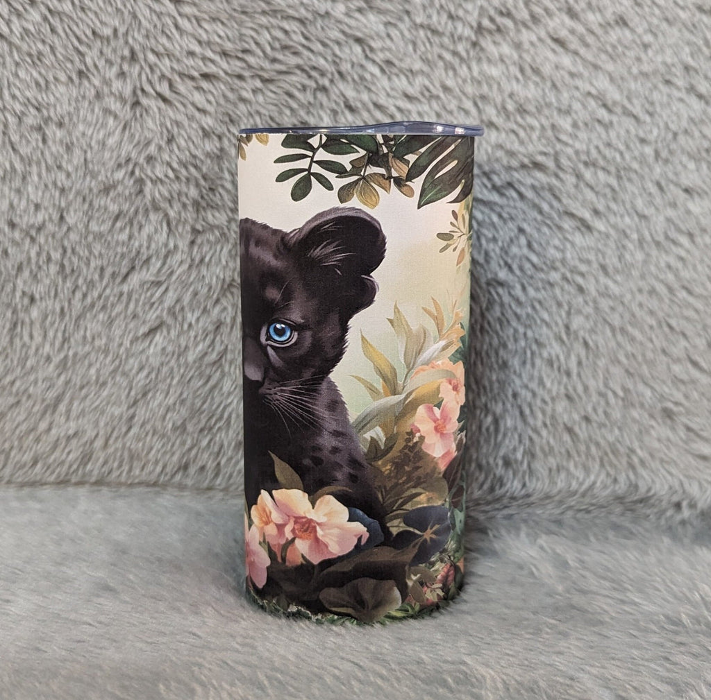 Kids Black Panther Tiger Cub Tumbler 15oz With Reusable Straw, Can Be Personalized