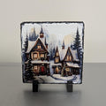 Festive Christmas Winter Scene Slate Picture With Display Legs