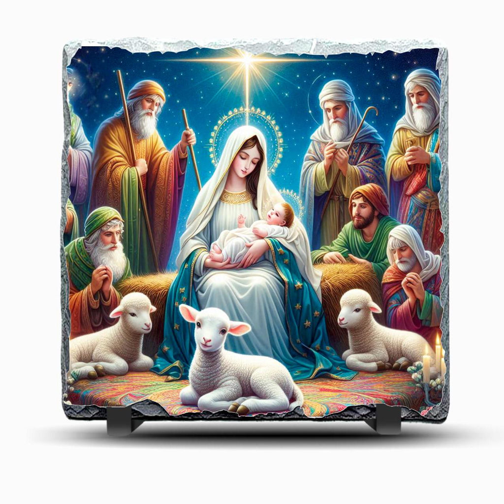 Nativity Scene Slate Picture With Display Legs