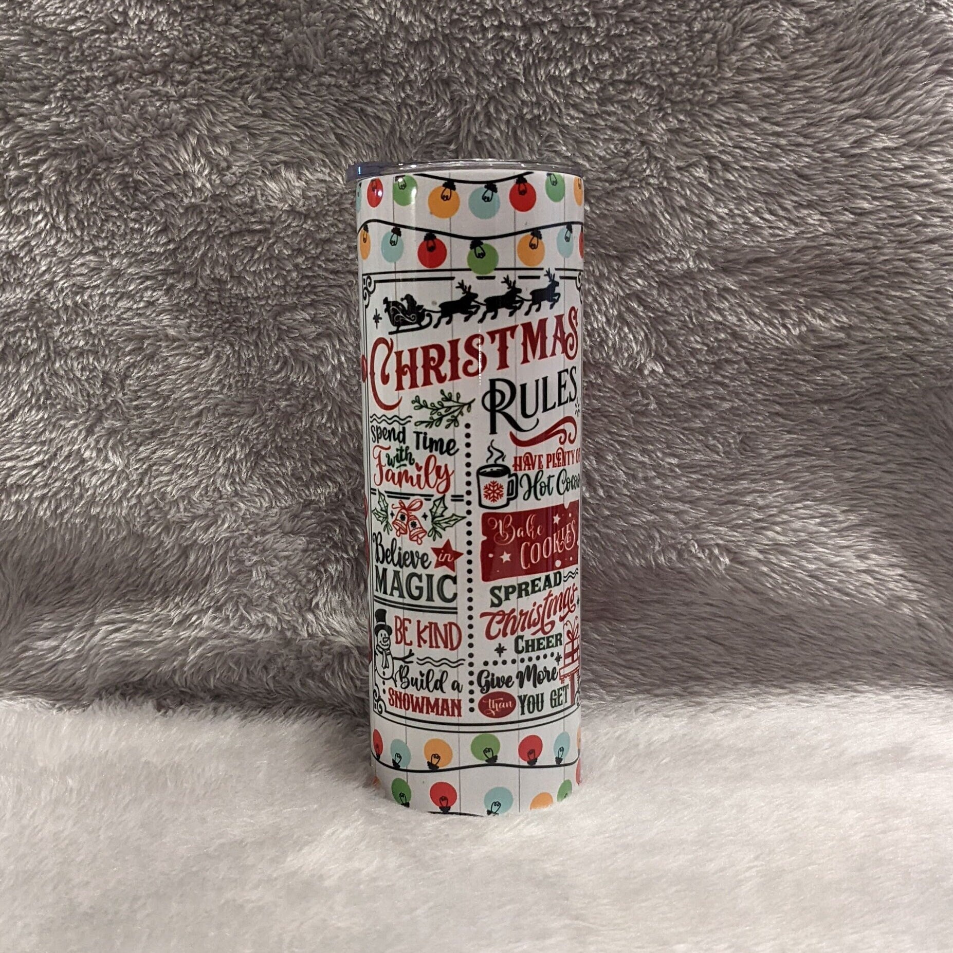 Christmas Rules Gnome Tumbler 20oz With Reusable Straw