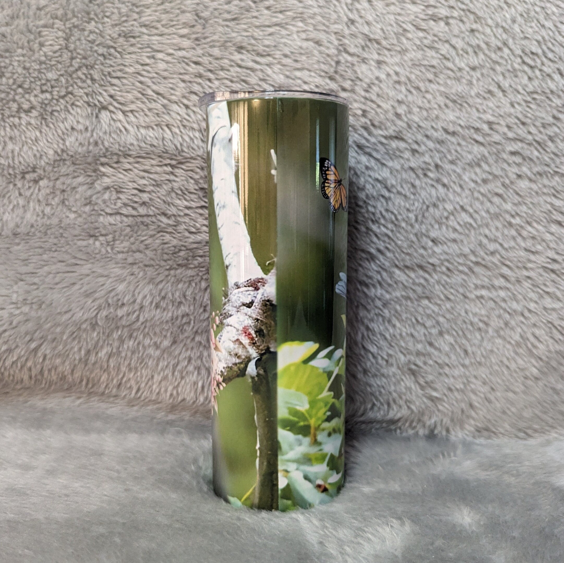 Bird Tumbler with Mother and Baby Bird 20oz With Reusable Straw, Can Be Personalized
