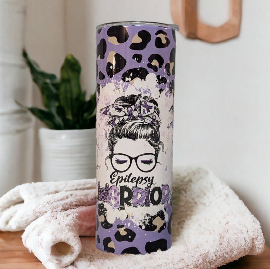 Epilepsy Warrior Tumbler 20oz With Reusable Straw, Can Be Personalized