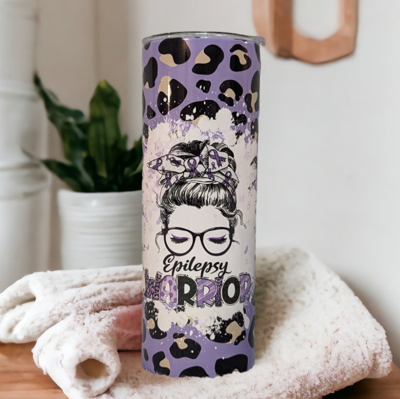 Epilepsy Warrior Tumbler 20oz With Reusable Straw, Can Be Personalized