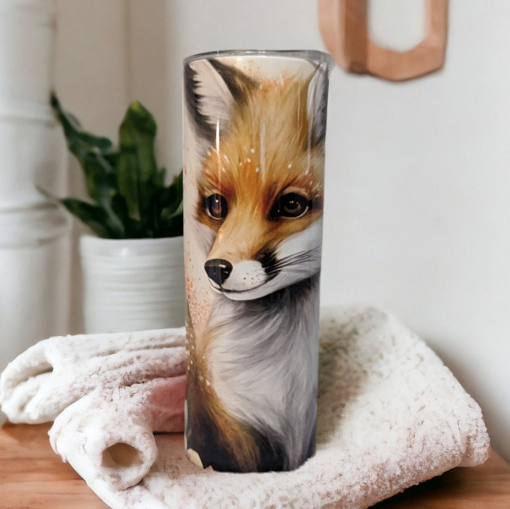 Fox Tumbler 20oz With Reusable Straw, Can Be Personalized