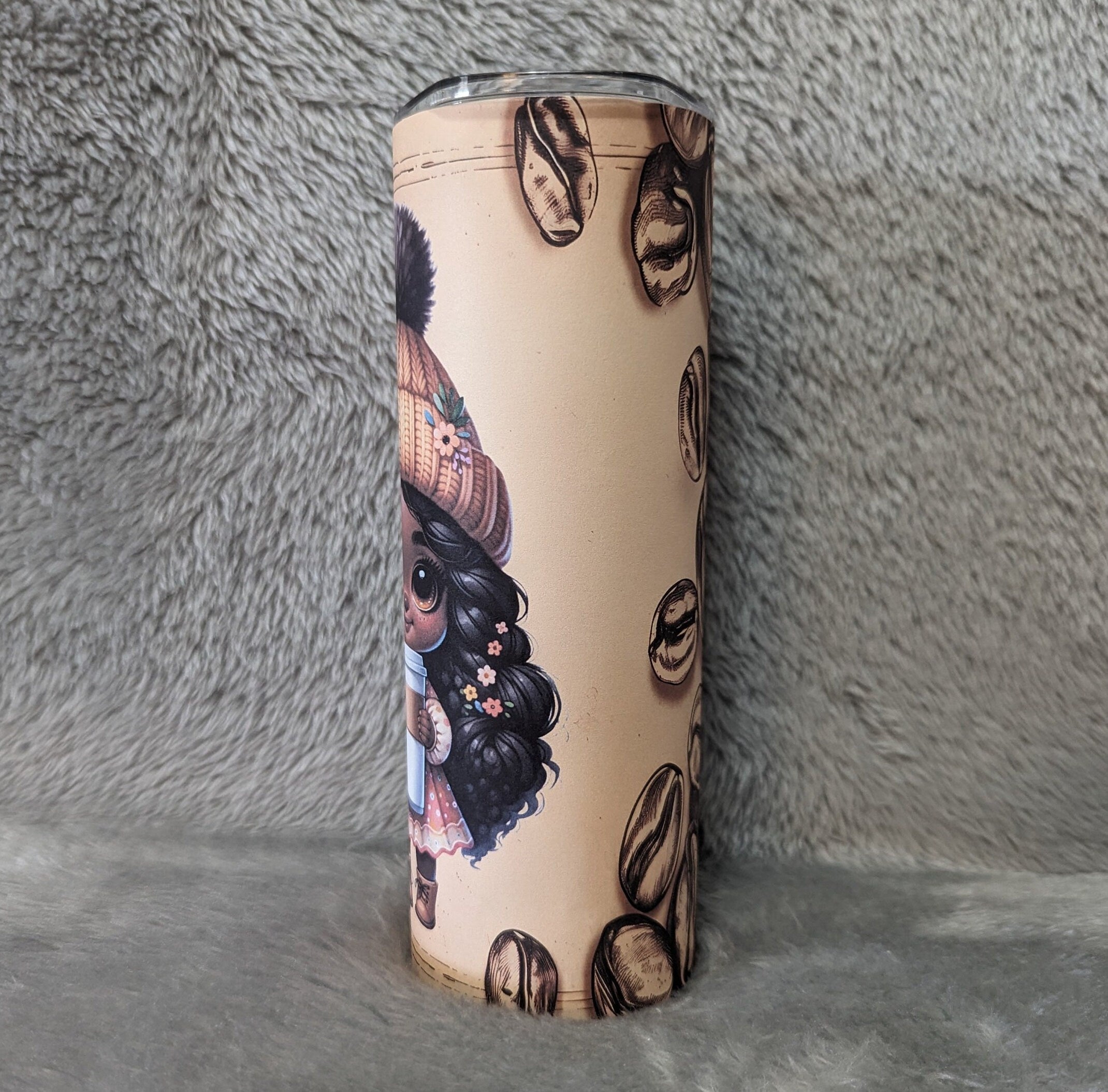 Coffee Girl Tumbler With A Cute Girl Holding Her Coffee 20oz With Reusable Straw, Can Be Personalized