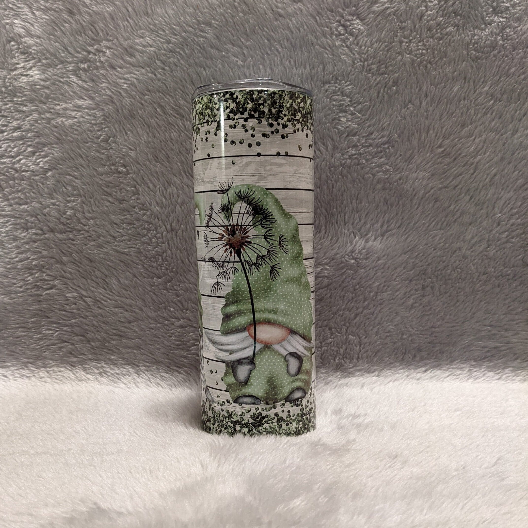 Gnomes With Dandelions Tumbler 20oz With Reusable Straw, Can Be Personalized