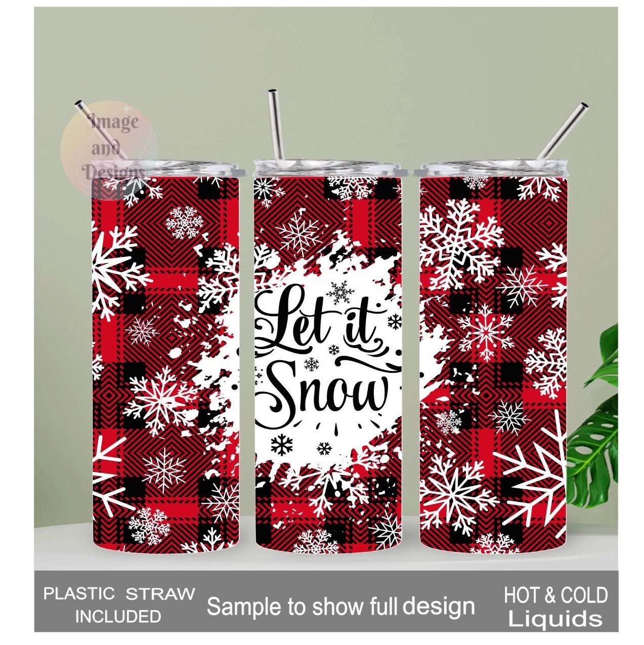 Let It Snow Tumbler 20oz With Reusable Straw