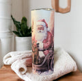 Pink Santa Christmas Tumbler 20oz With Reusable Straw, Can Be Personalized