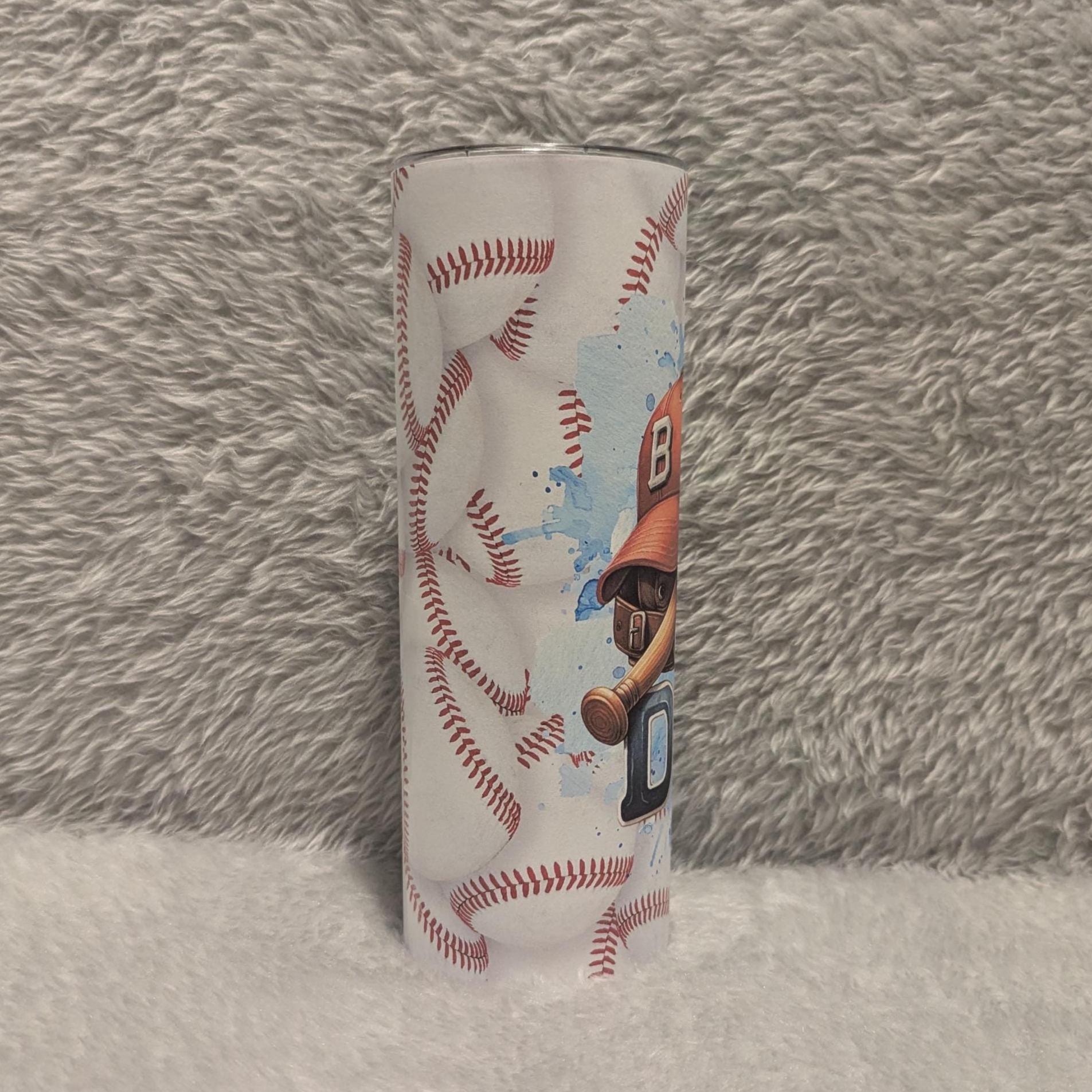 Baseball Dad Tumbler 20oz With Reusable Straw, Can Be Personalized