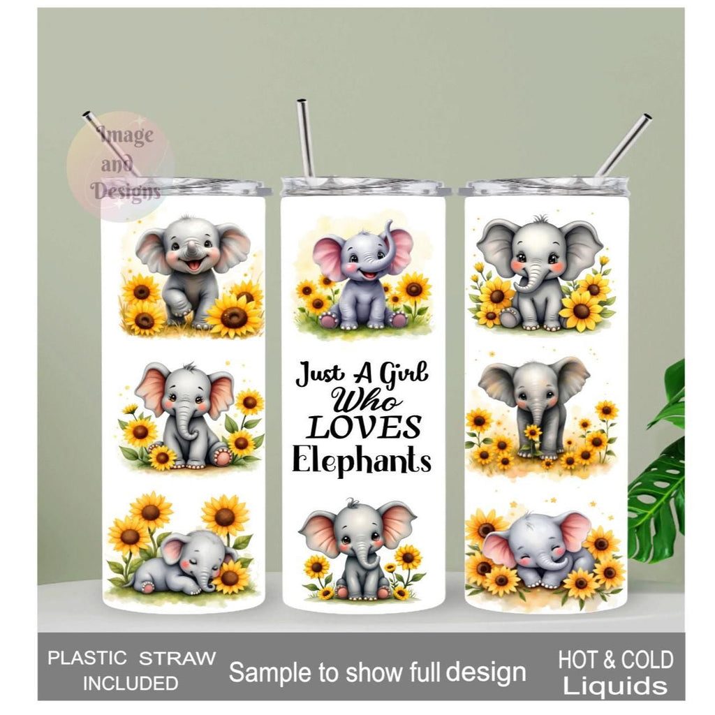 Just A Girl Who Loves Elephants Tumbler 20oz With Reusable Straw