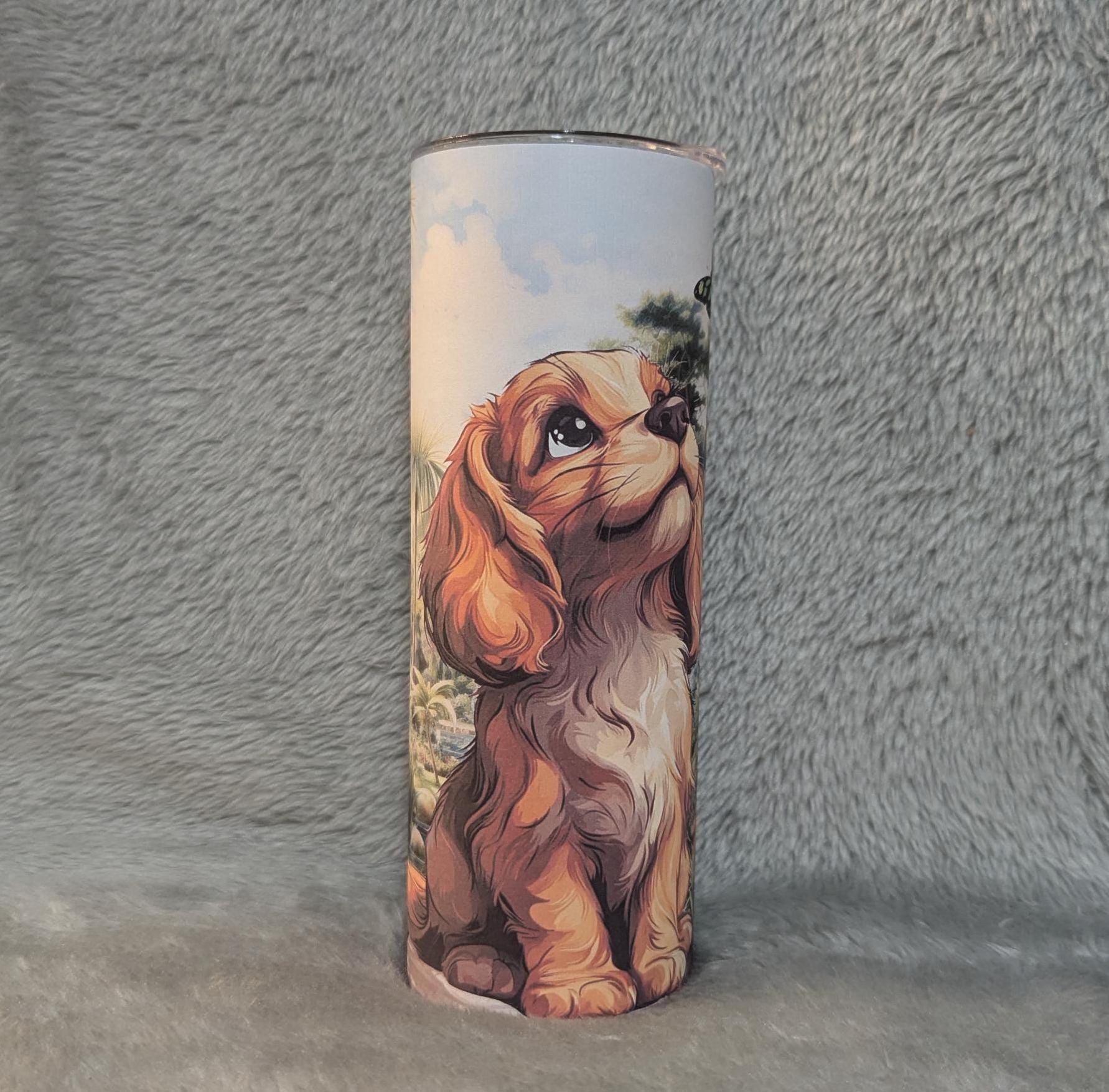 Cocker Spaniel Puppy Tumbler 20oz With Reusable Straw, Can Be Personalized