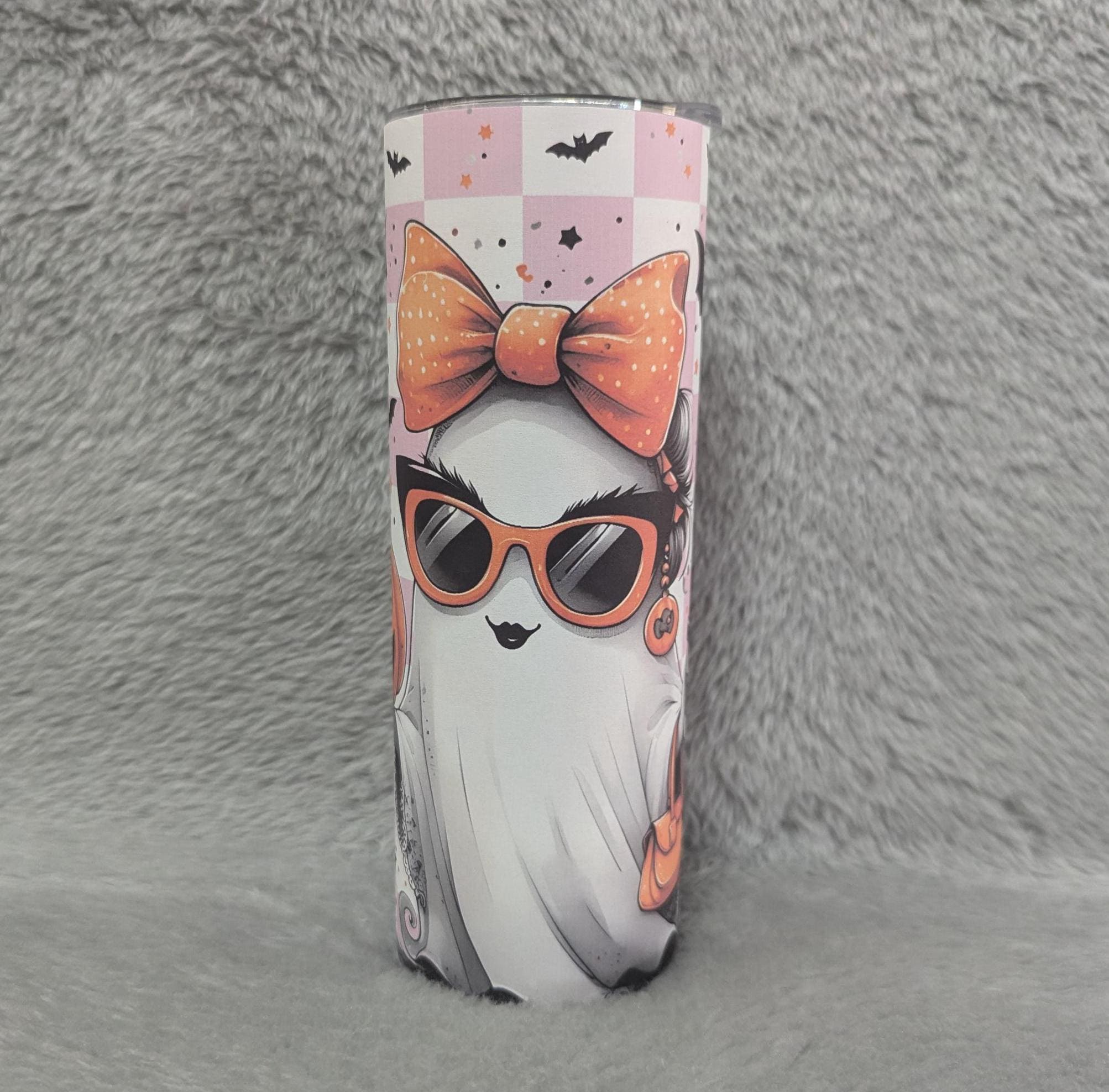 Cute Ghost Tumbler 20oz With Reusable Straw, Can Be Personalized