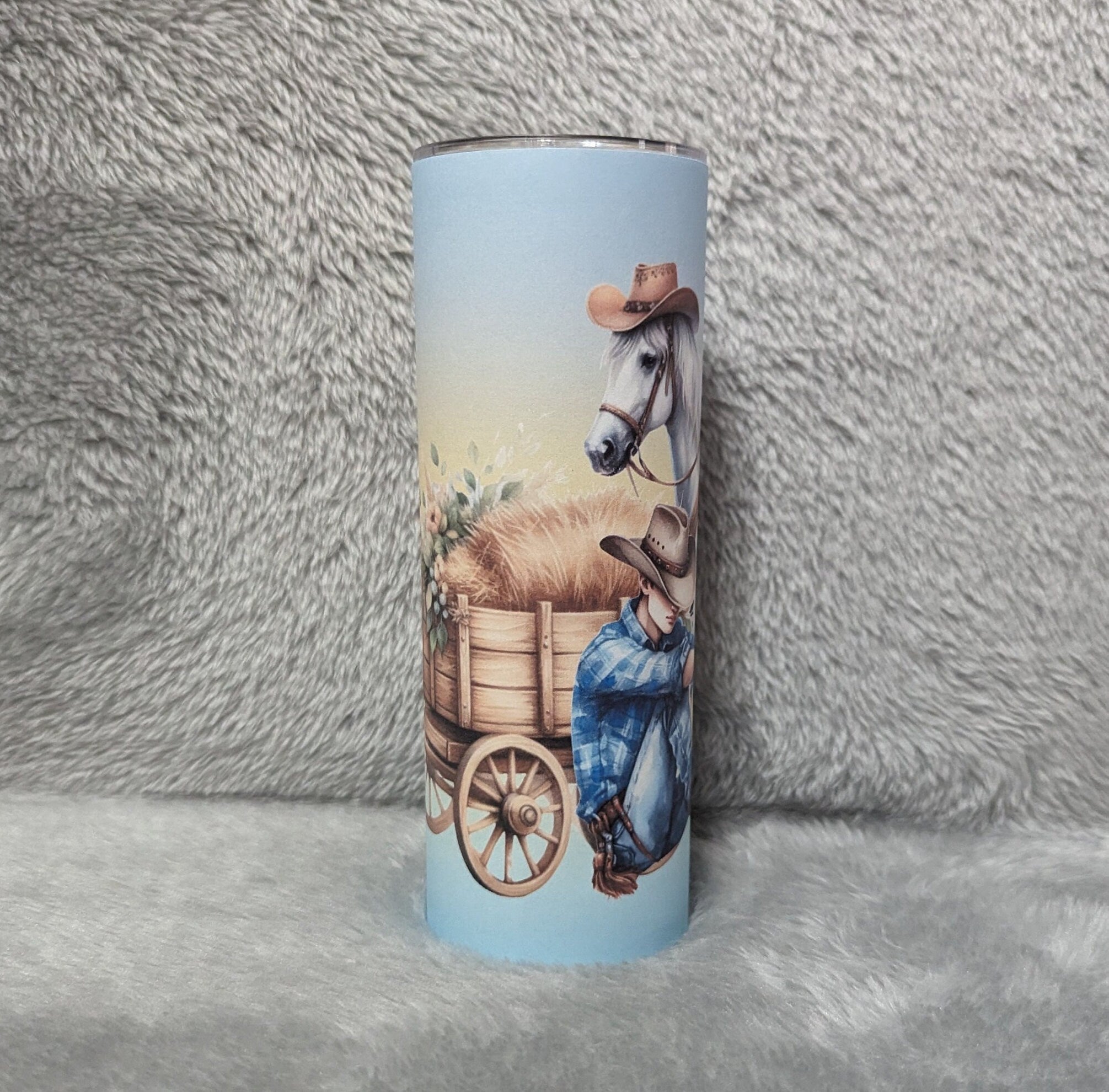 Cowboy Tumbler 20oz With Reusable Straw, Can Be Personalized