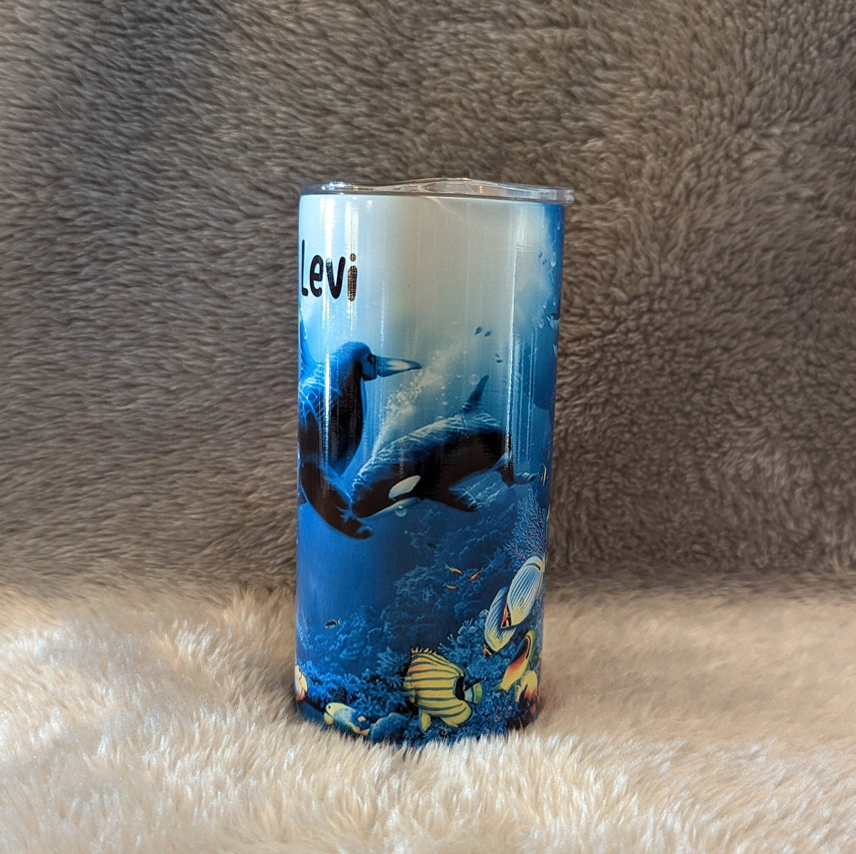 Kids Whale Tumbler 15oz With Reusable Straw, Can Be Personalized