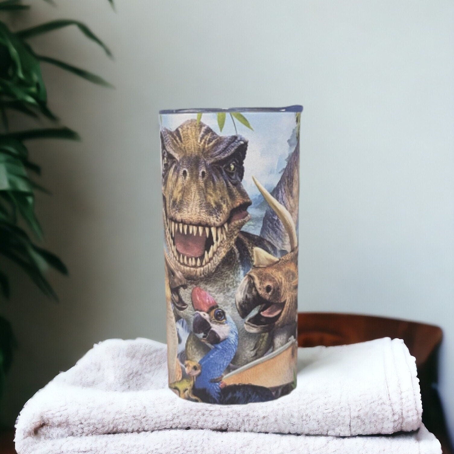 Kids Dinosaur Tumbler 15oz With Reusable Straw, Can Be Personalized