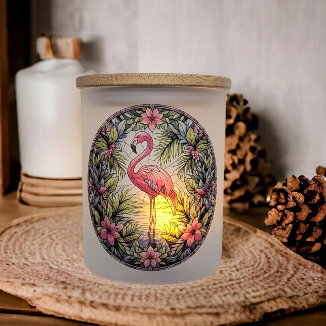 Flamingo Candle Holder With A Flickering Tea Light