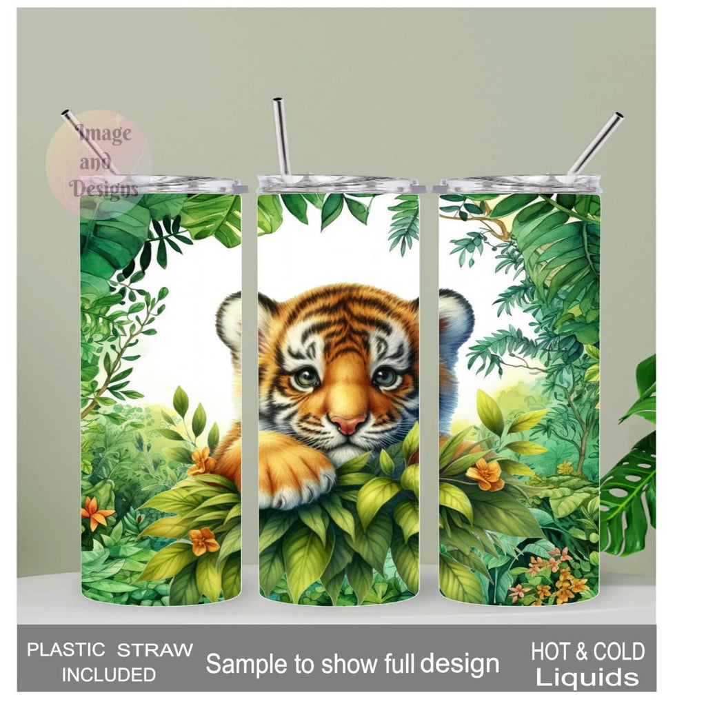 Tiger Cub Tumbler 20oz With Reusable Straw, Can Be Personalized