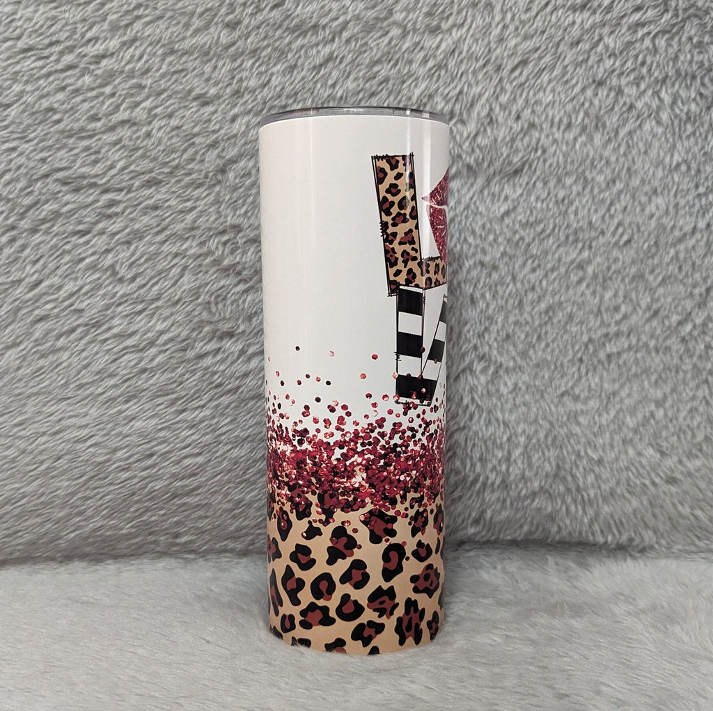 Valentine Tumbler With A Glitter Design 20oz With Reusable Straw