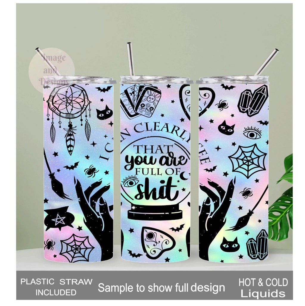 Witchy Vibes Tumbler 20oz With Reusable Straw, Can Be Personalized