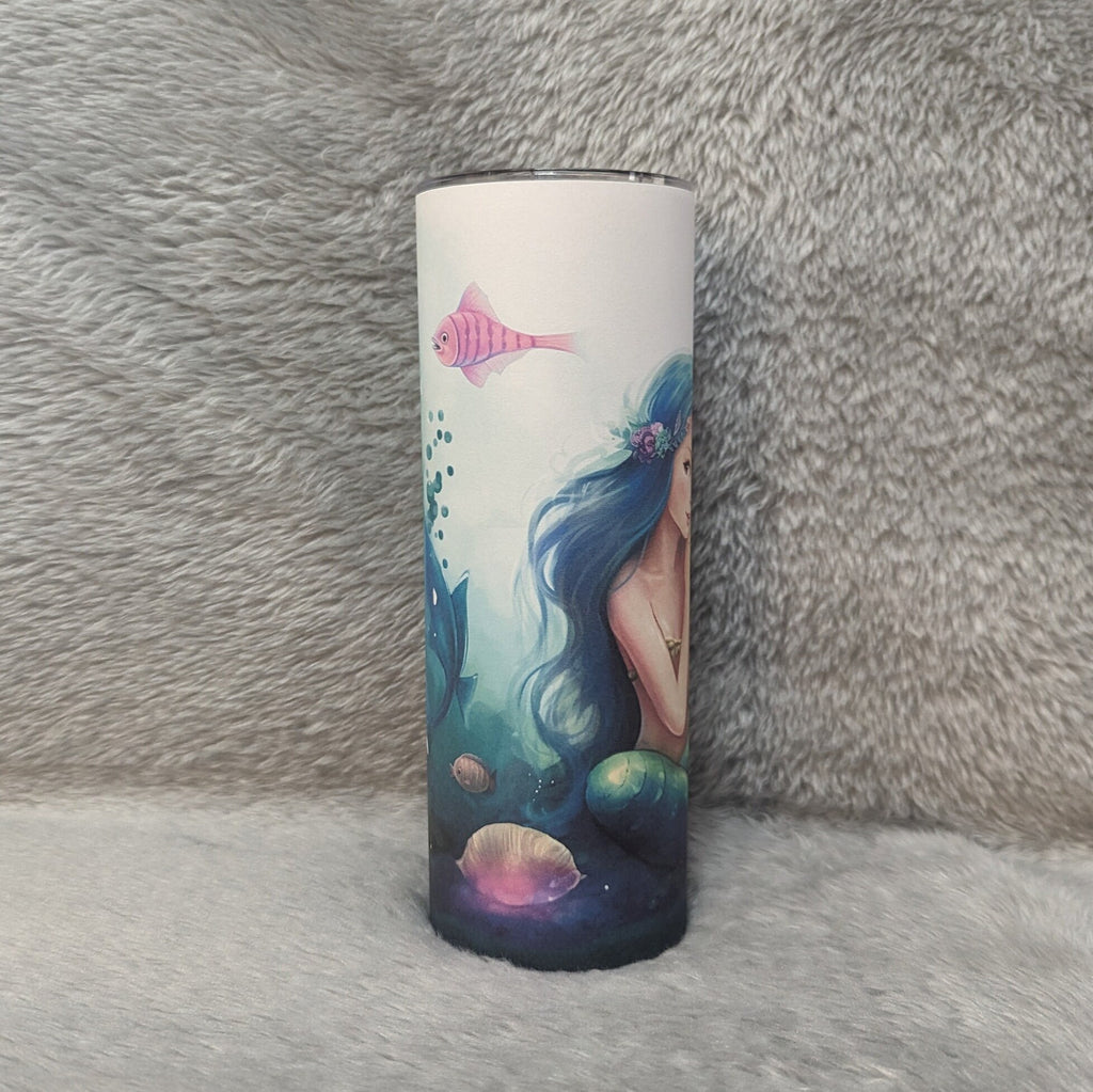 Mermaid Tumbler 20oz With Reusable Straw, Can Be Personalized