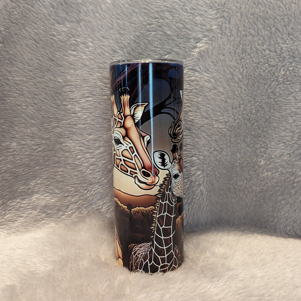 Giraffe Tumbler With A Stained Glass Design 20oz With Reusable Straw, Can Be Personalized