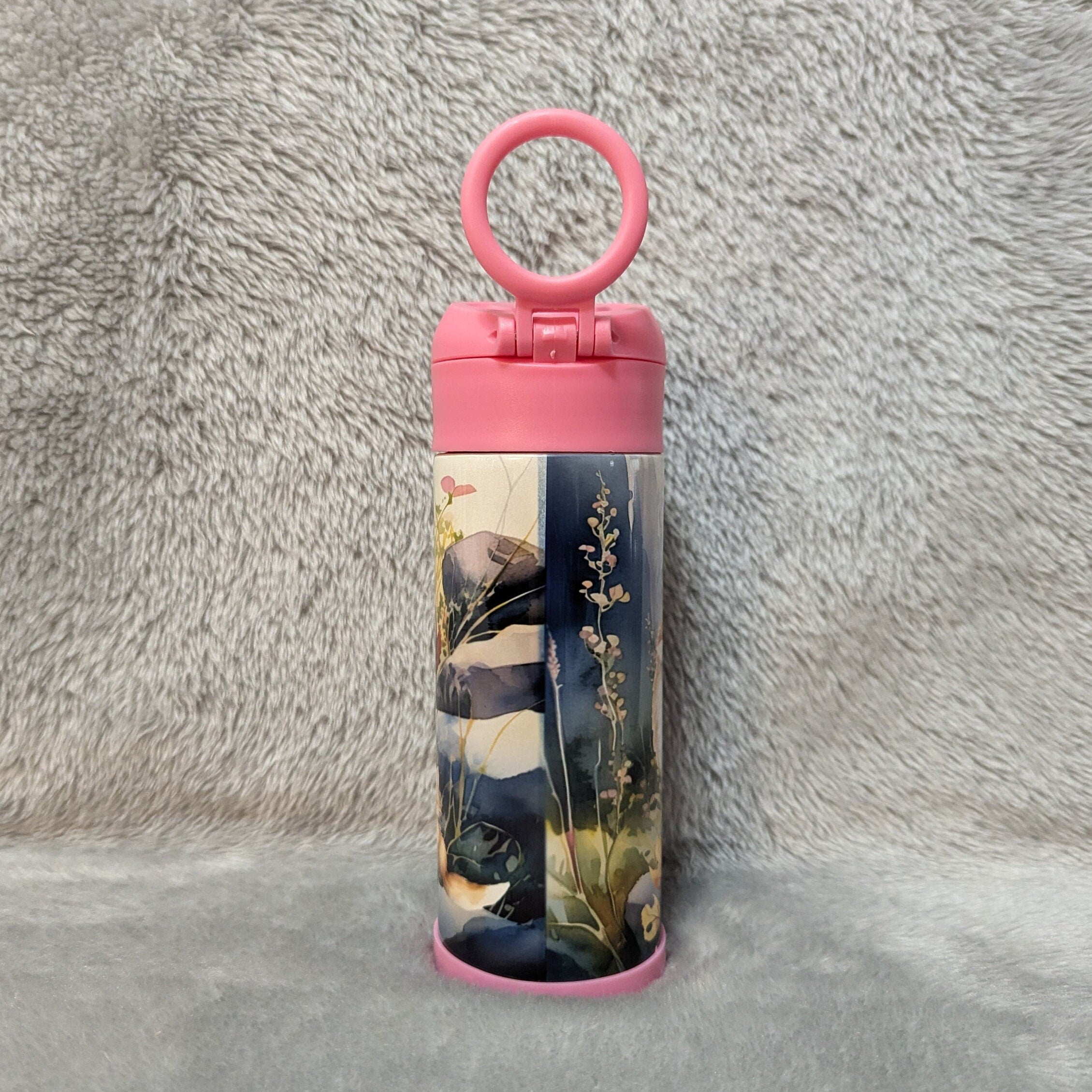 Kids Fox Family Water Bottle 20oz With Reusable Straw Can Be Personalized