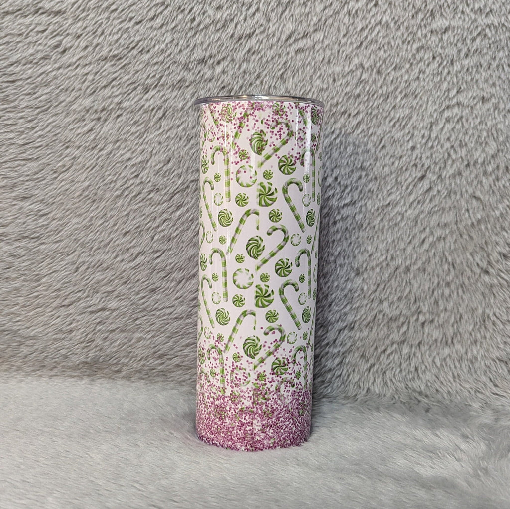 Candy Cane Gnome Tumbler  20oz With Reusable Straw