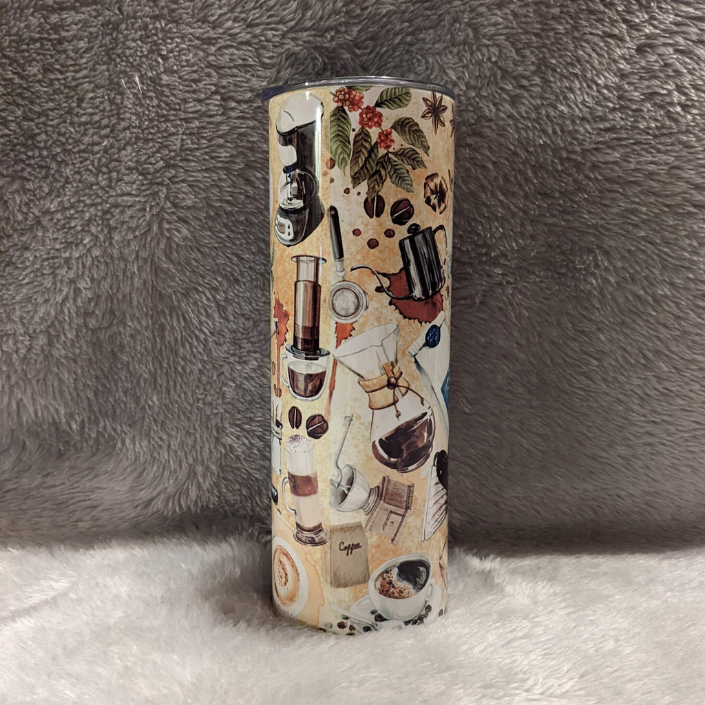 Coffee Life Mom Bun - Messy Bun Girl Tumbler 20oz With Reusable Straw, Can Be Personalized