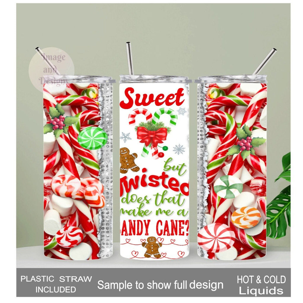 Candy Cane Tumbler 20oz With Reusable Straw