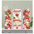 Candy Cane Tumbler 20oz With Reusable Straw