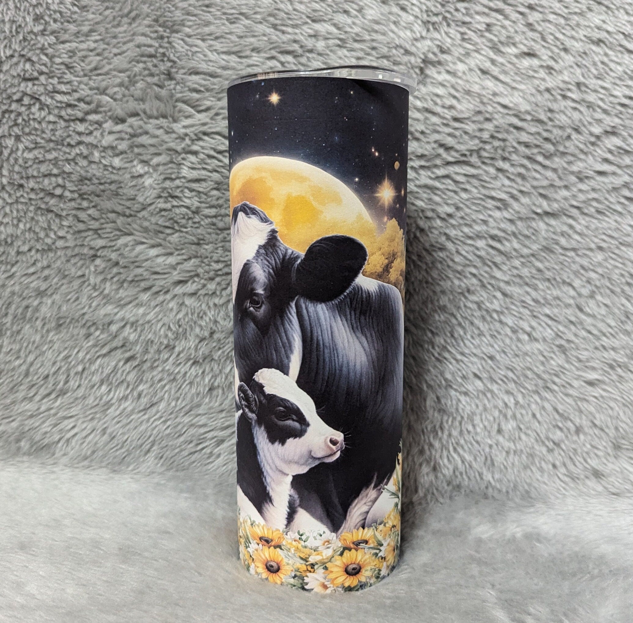 Holstein Cow Tumbler 20oz With Reusable Straw, Can Be Personalized