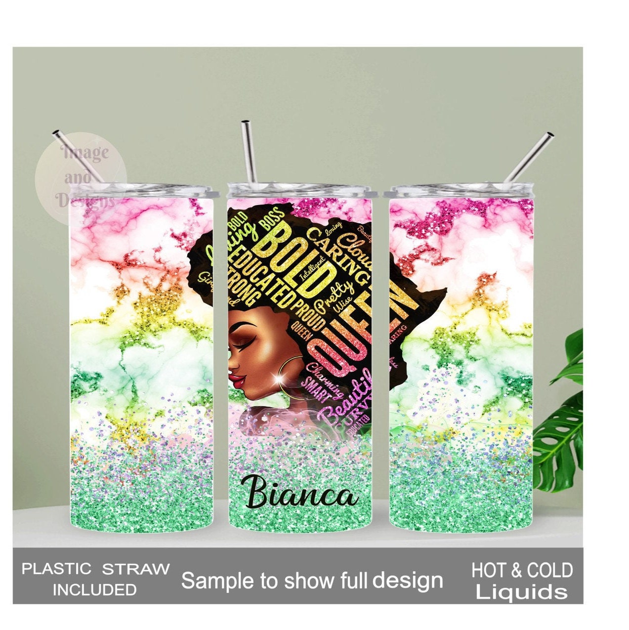 Empowering Woman Tumbler 20oz With Reusable Straw, Can Be Personalized