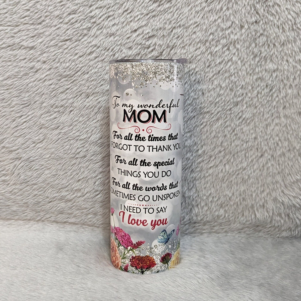 To My Wonderful Mom Tumbler 20oz With Reusable Straw