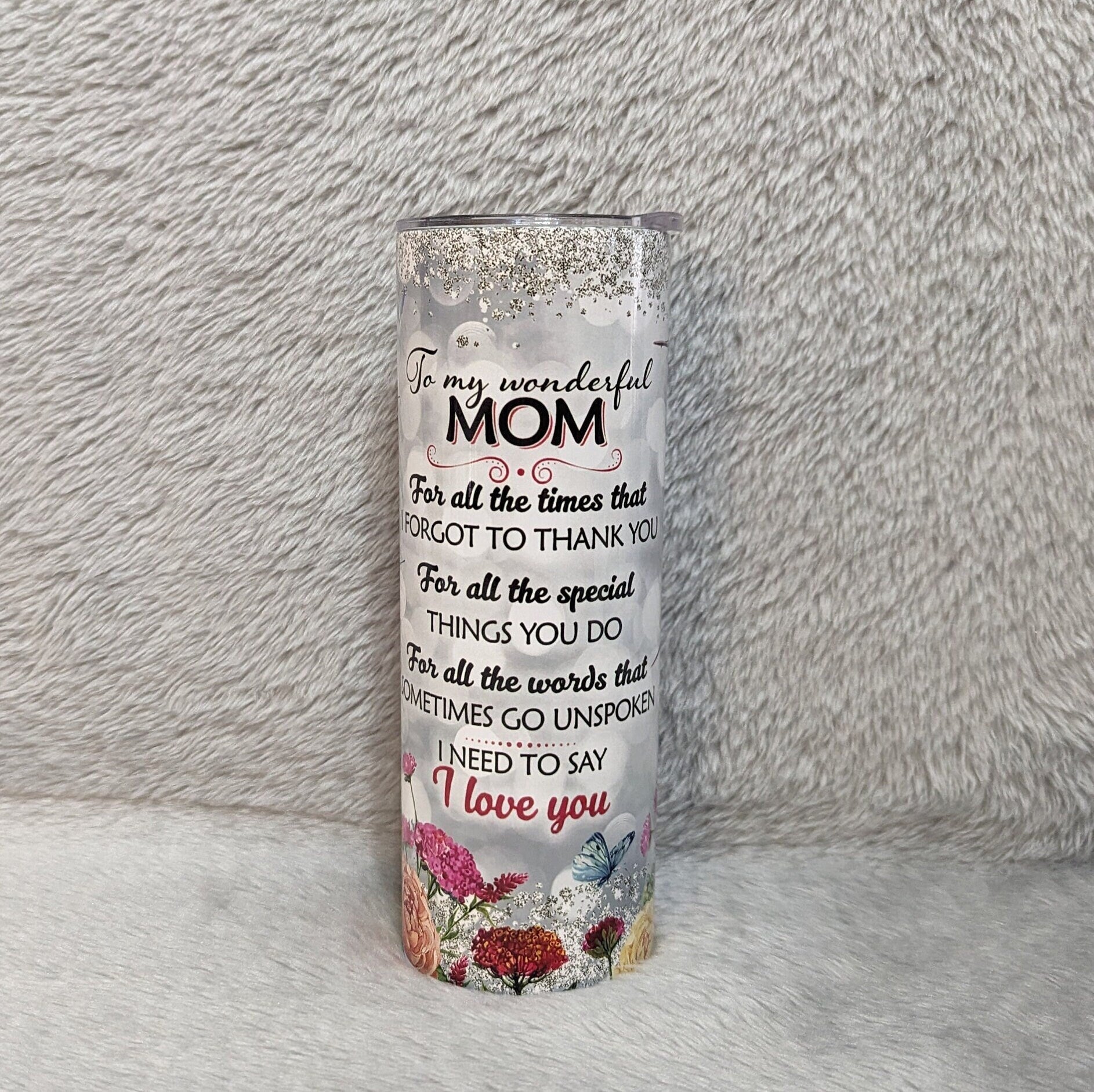 To My Wonderful Mom Tumbler 20oz With Reusable Straw
