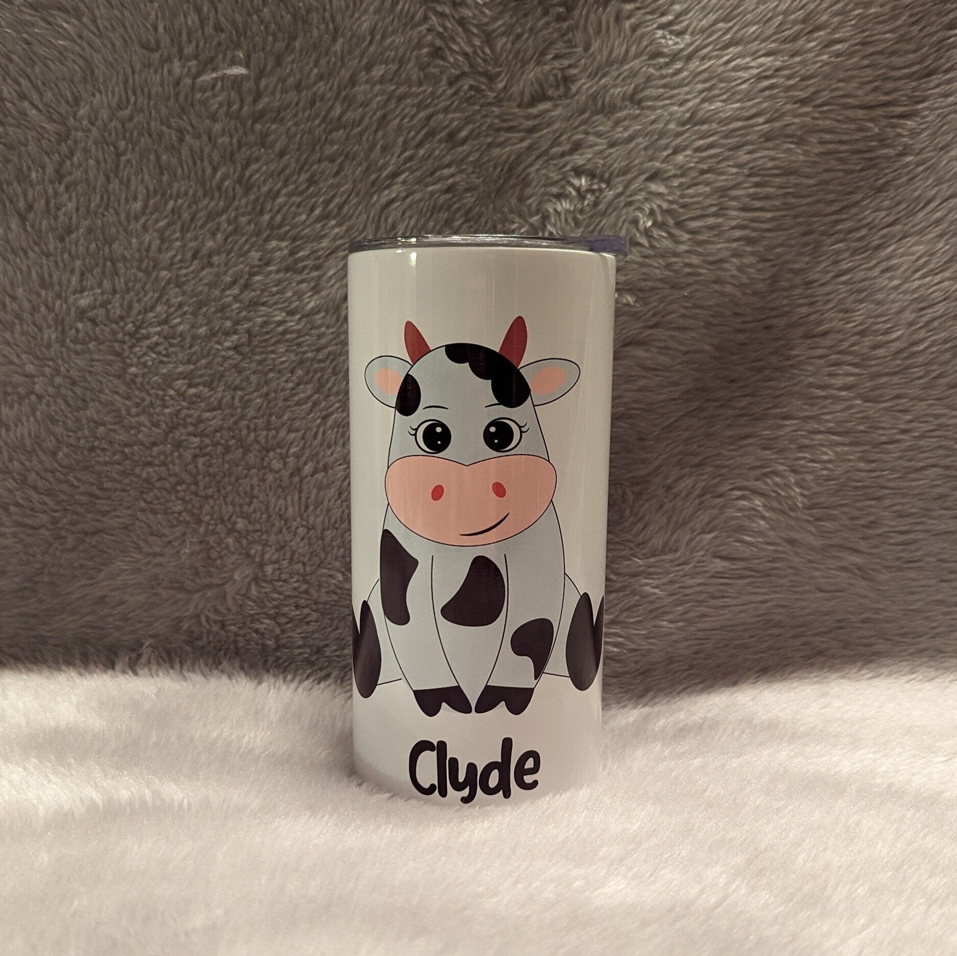 Kids Cow Tumbler 15oz With Reusable Straw, Can Be Personalized