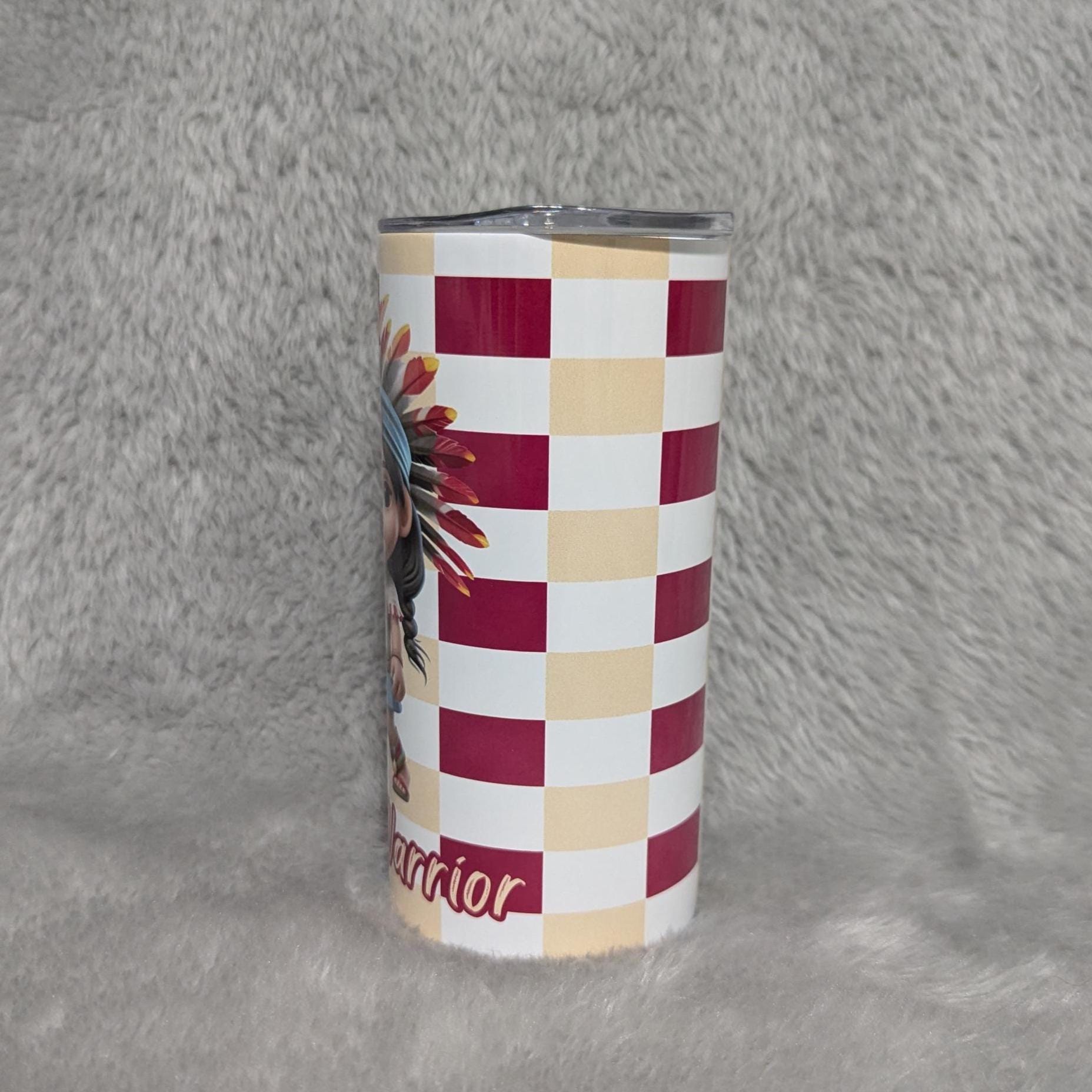 Kids Little Warrior Girl Tumbler 15oz With Reusable Straw, Can Be Personalized