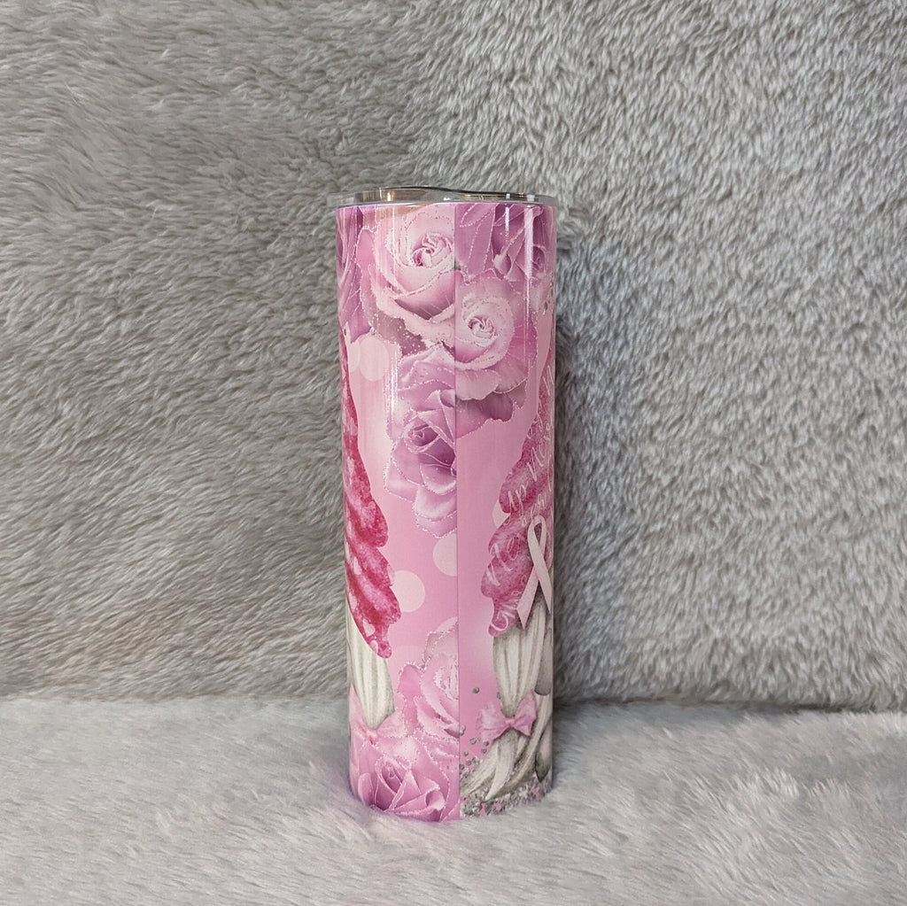 Cancer Awareness Gnome Tumbler 20oz With Reusable Straw, Can Be Personalized