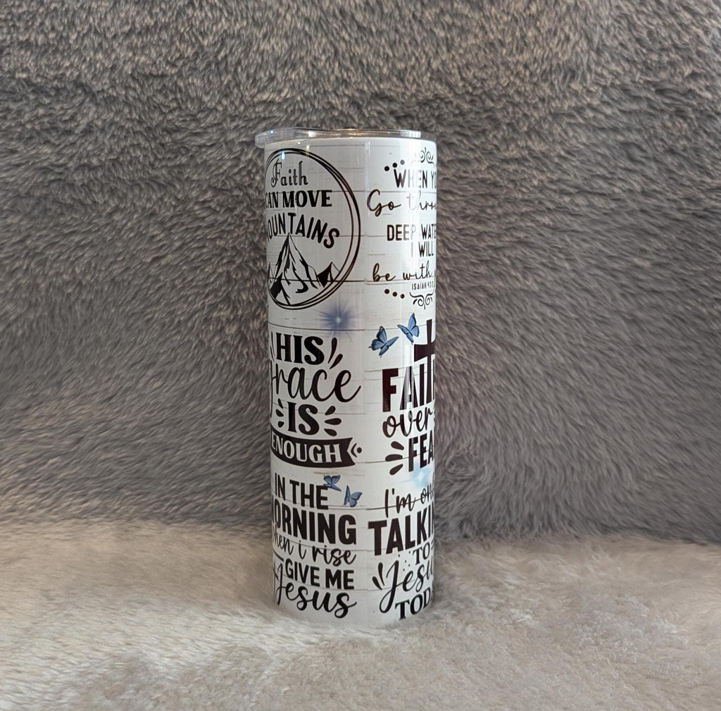 Religious Inspirational Tumbler 20oz With Reusable Straw