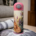Kids Fox Family Water Bottle 20oz With Reusable Straw Can Be Personalized